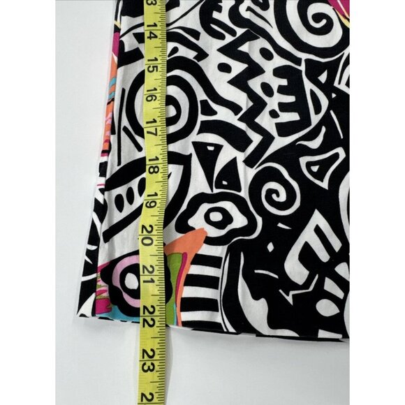 Nouveau Capri Pants Womens 12 Black Stretch Colorful Butterfly Art Geometric 90s - Picture 9 of 10